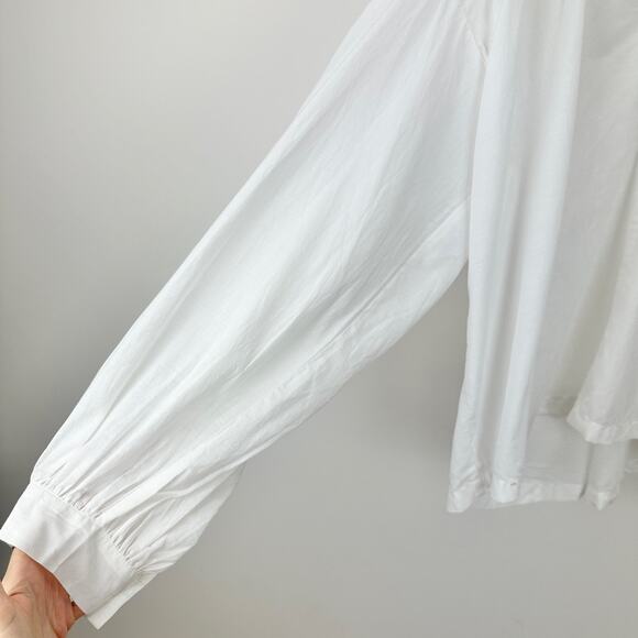 Madewell Shirred Long Sleeve Lightweight Flowy Blouse Cotton White Large NWT - Picture 9 of 15